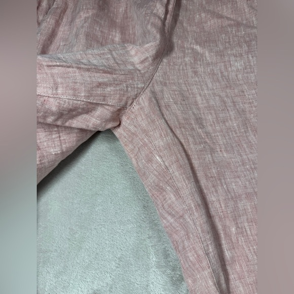 Cynthia Rowley 100% Linen Wide Leg Cropped Pull One Elastic Waist Pink Pants L - Picture 4 of 16